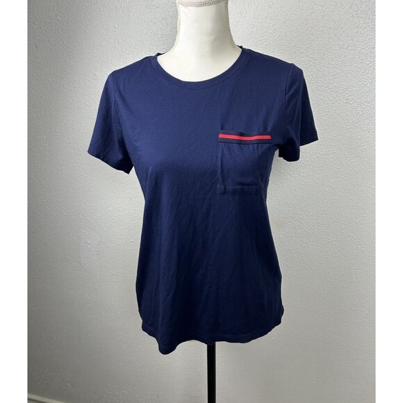 Lauren Ralph Lauren Cotton Blend Navy Blue Preppy Short Sleeve Crewneck Tee -Med - Picture 7 of 7